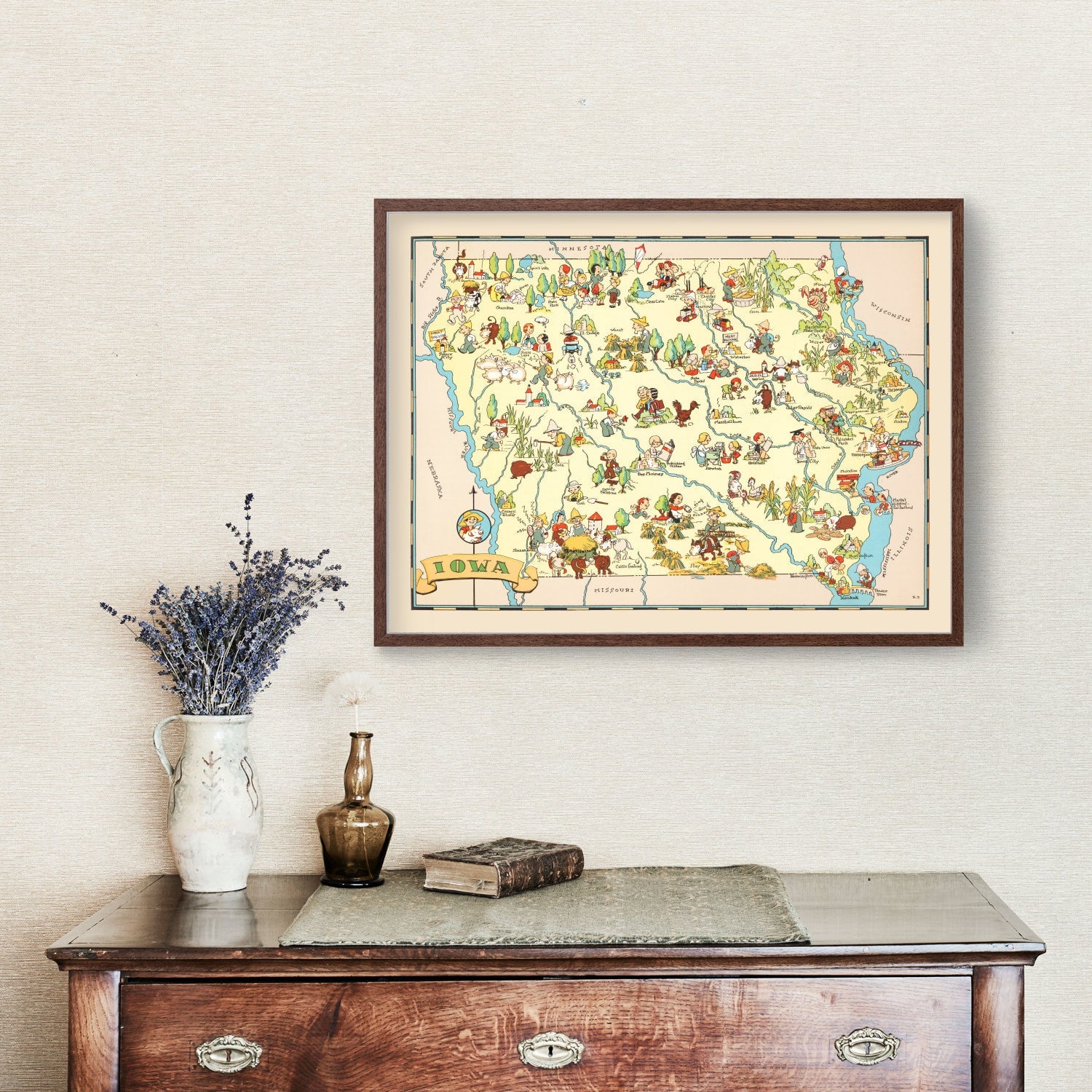 Vintage Map of Iowa 1935