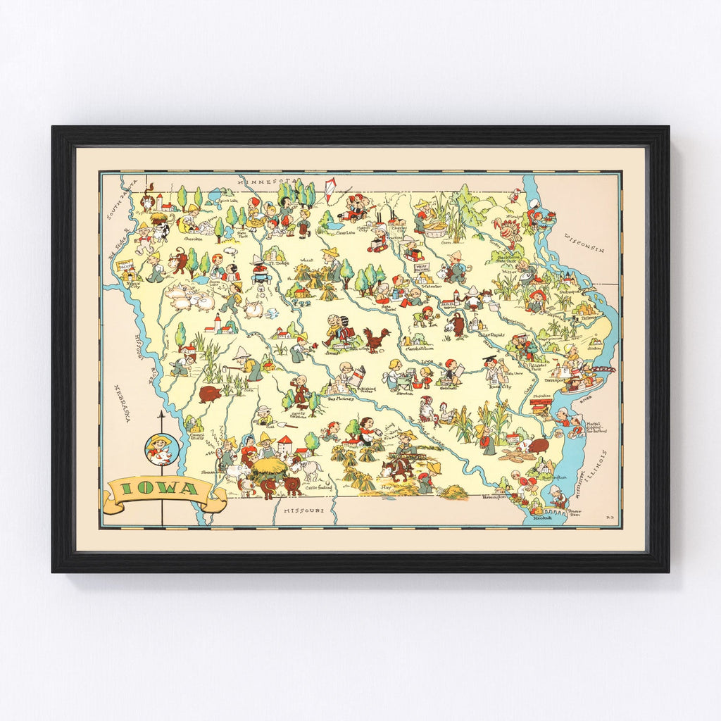 Vintage Map of Iowa 1935