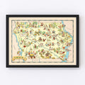 Vintage Map of Iowa 1935