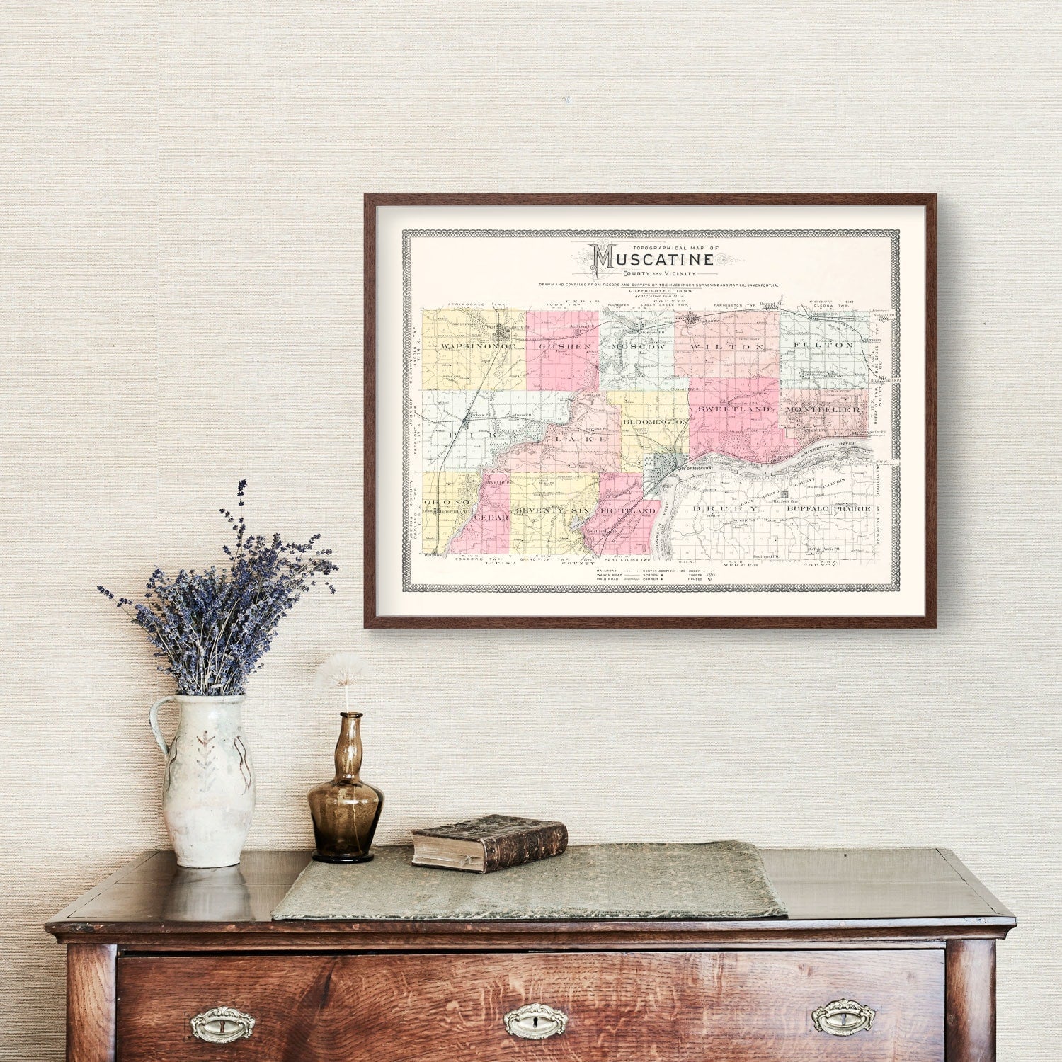 Vintage Map of Muscatine, Iowa 1899