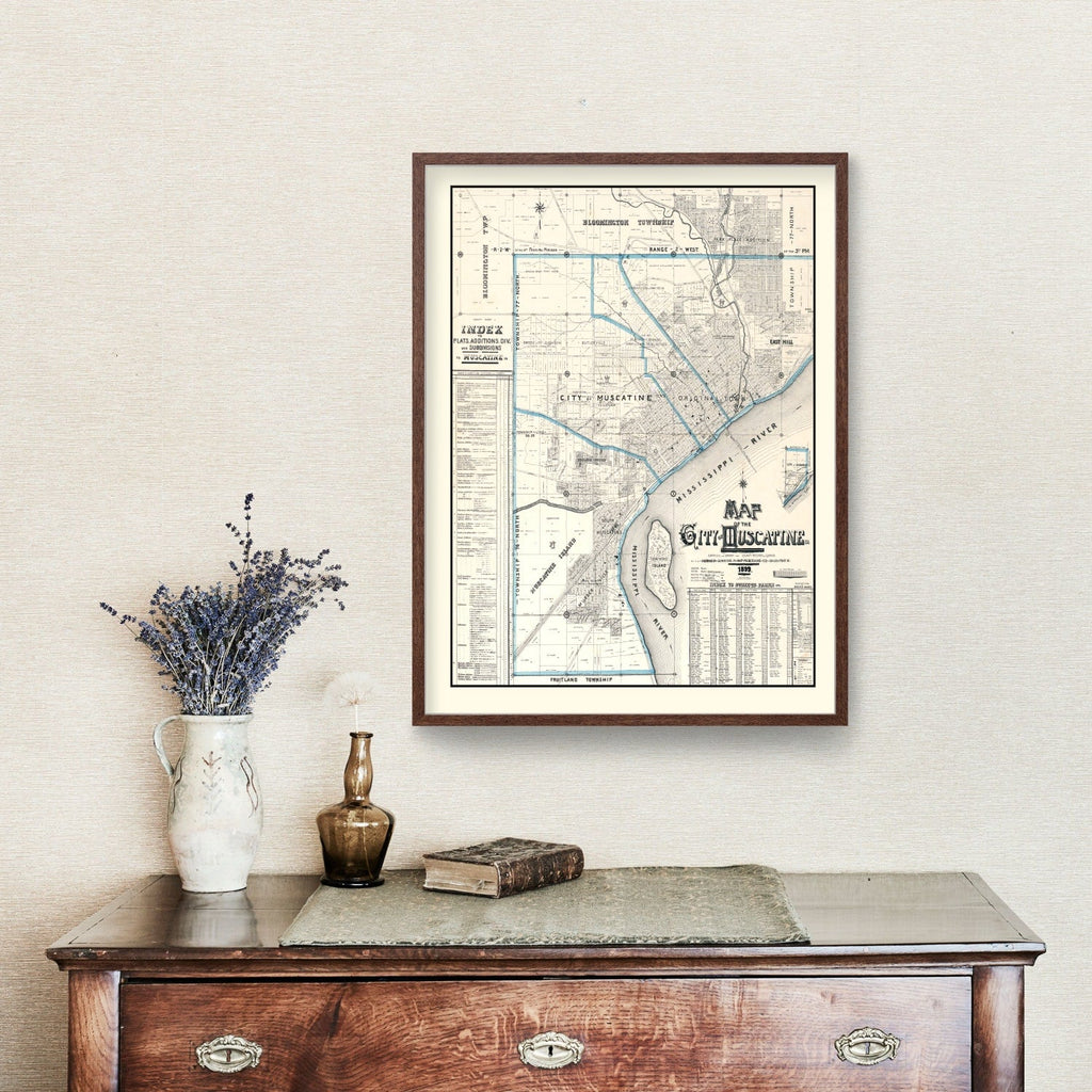 Vintage Map of Muscatine, Iowa 1899