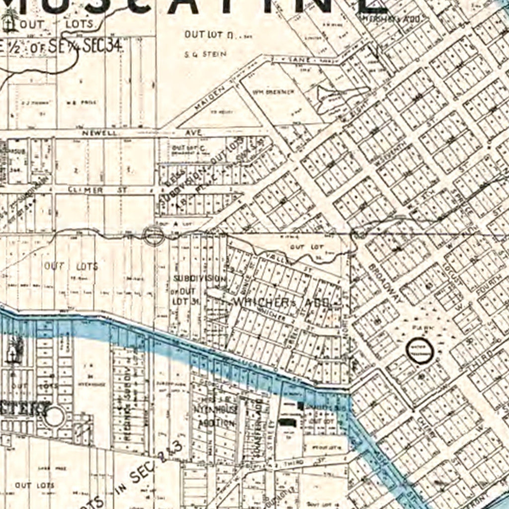 Vintage Map of Muscatine, Iowa 1899
