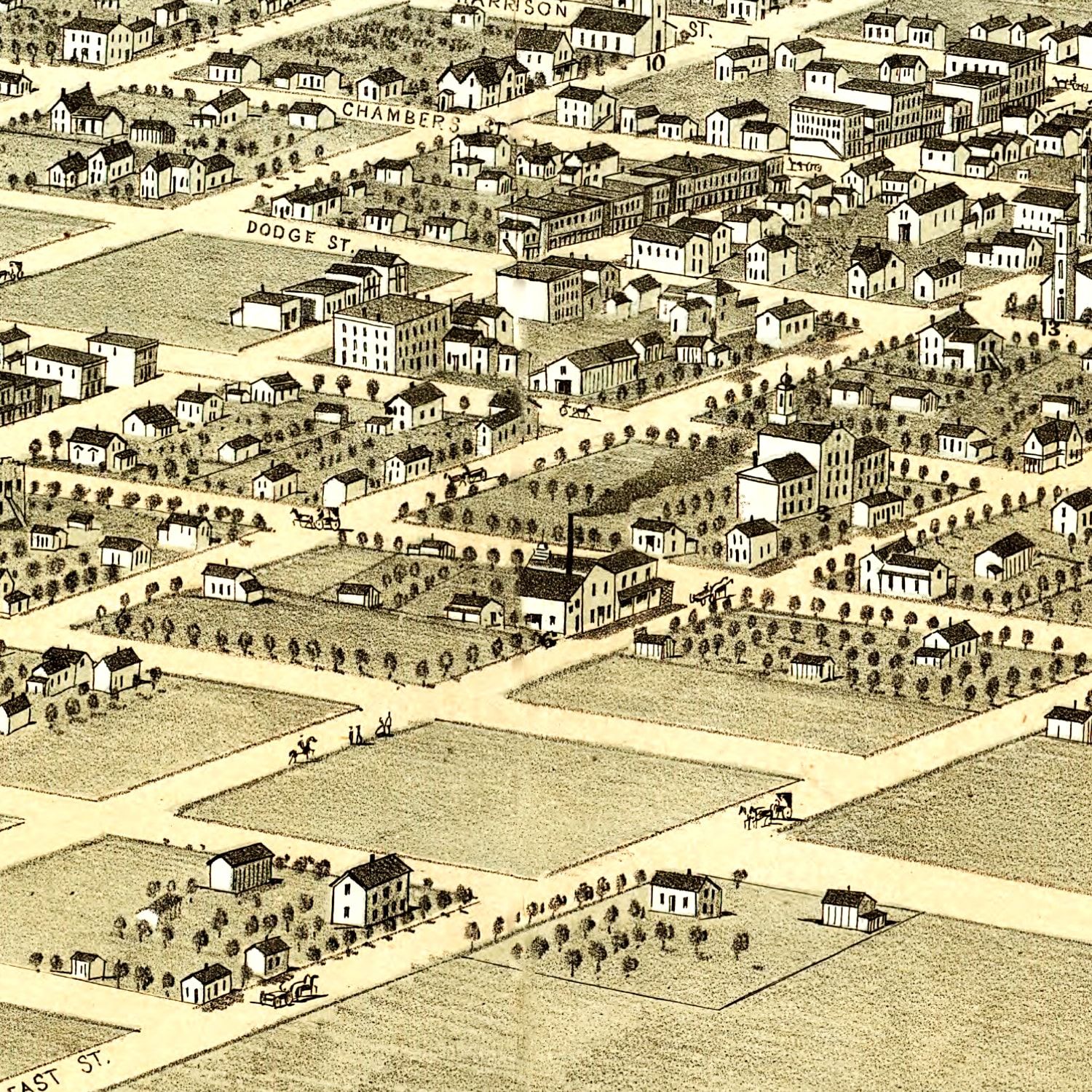 Vintage Map of De Witt, Iowa 1868