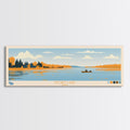 Storm Lake, Iowa Framed Canvas Print, Lake House Decor, Midcentury Modern Art, Pop Art, Travel Poster, Bedroom Wall Art