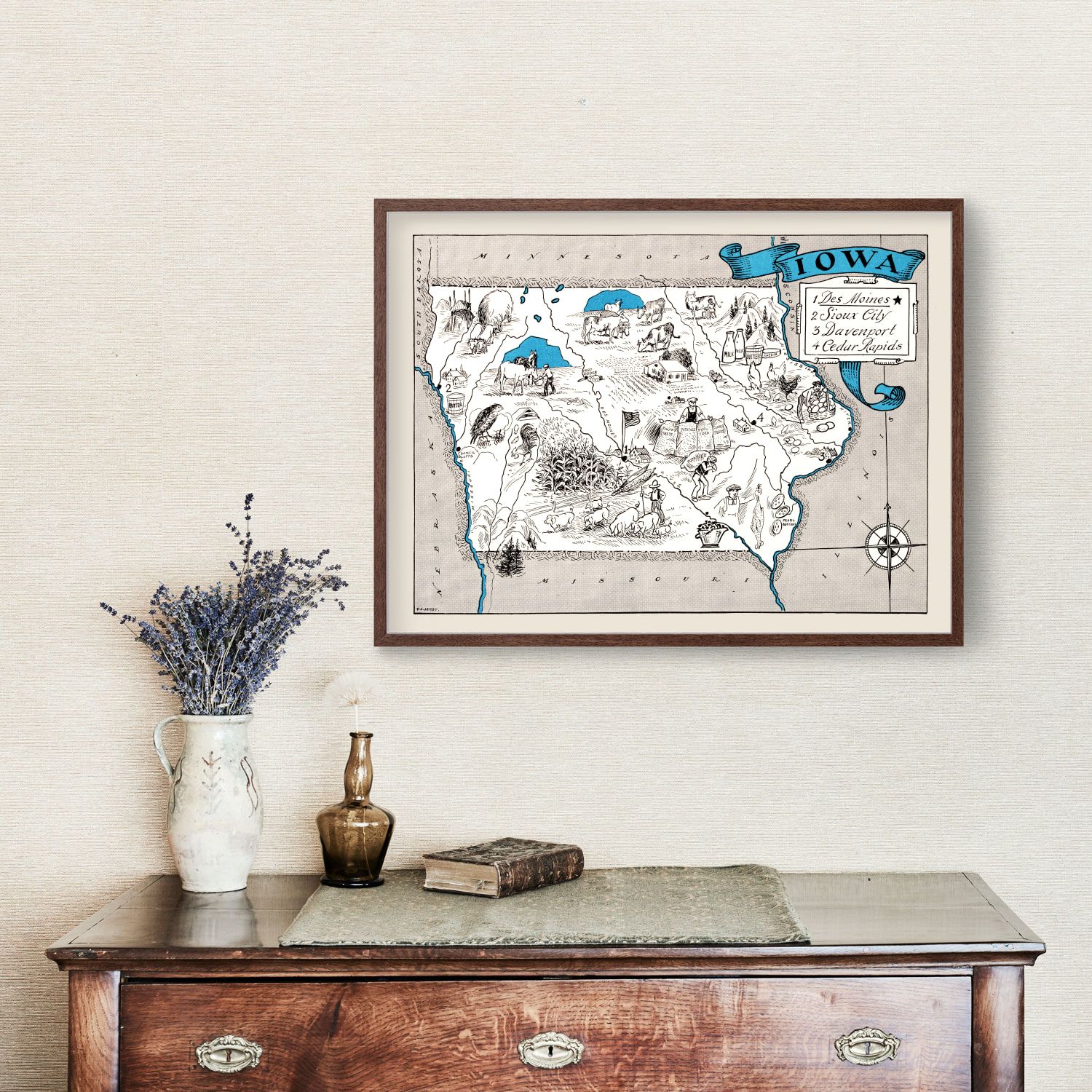 Vintage Map of Iowa 1931