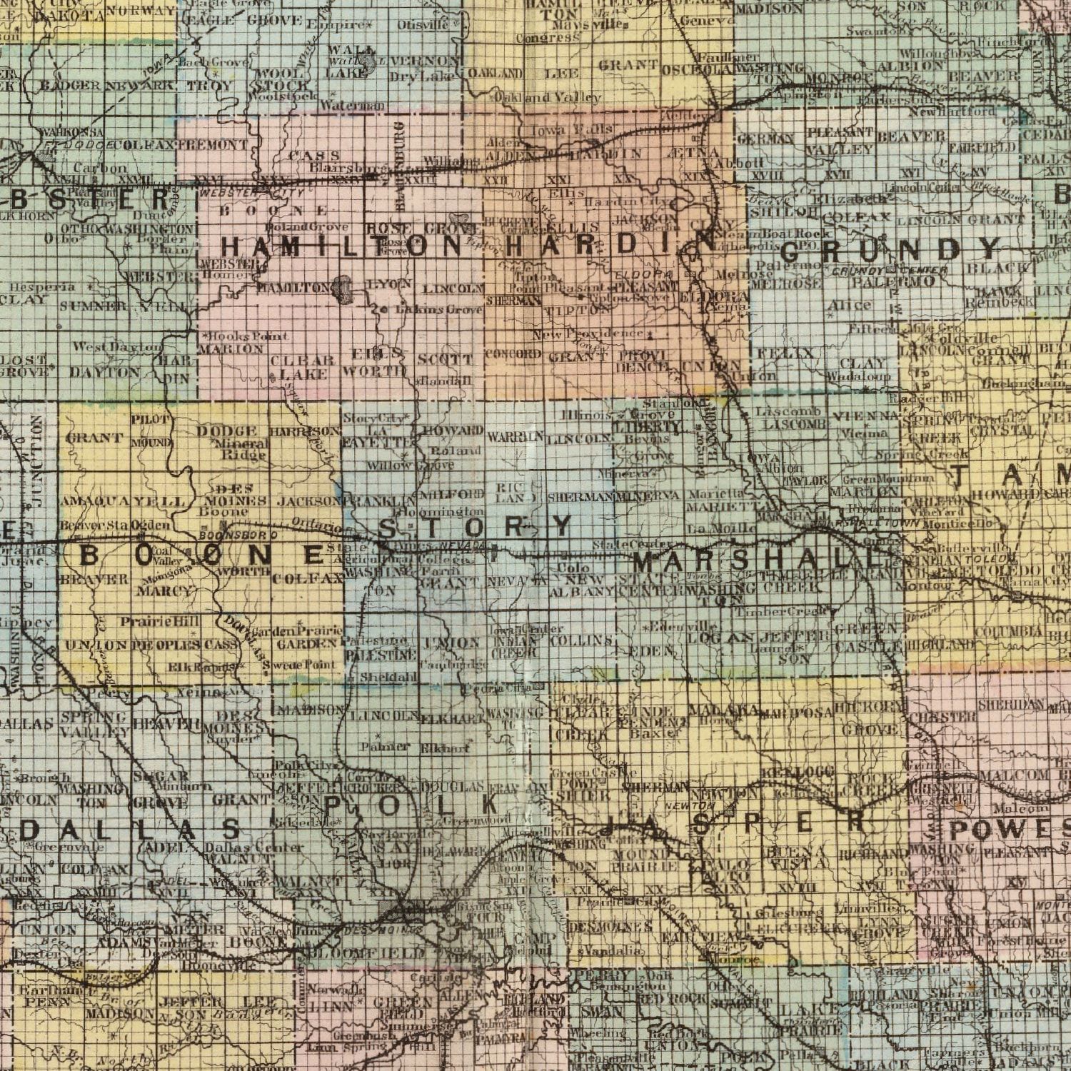 Vintage Map of Iowa 1875