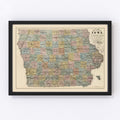 Vintage Map of Iowa 1875