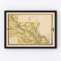 Vintage Map of Louisa County, Iowa 1875