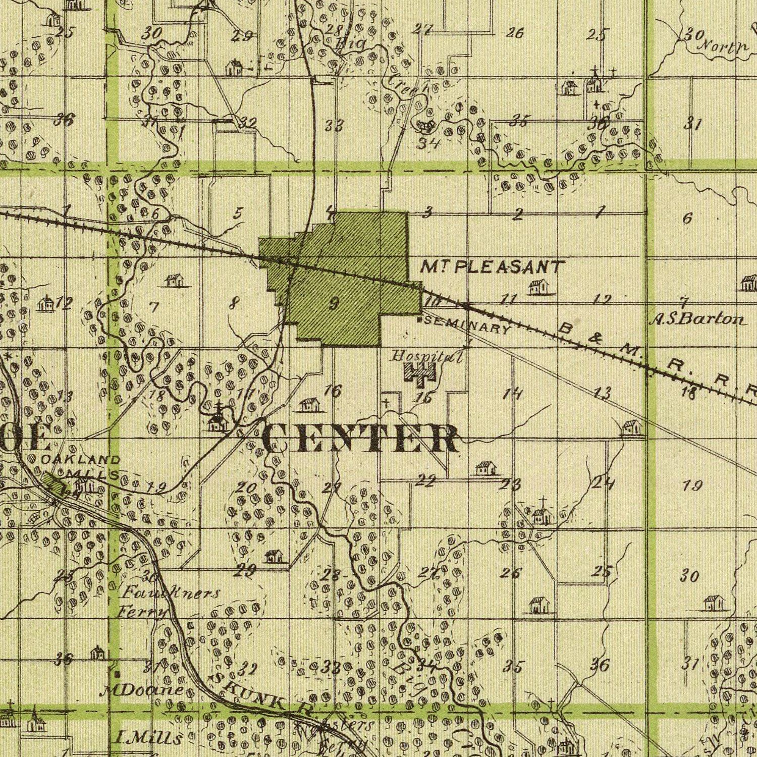 Vintage Map of Henry County, Iowa 1875