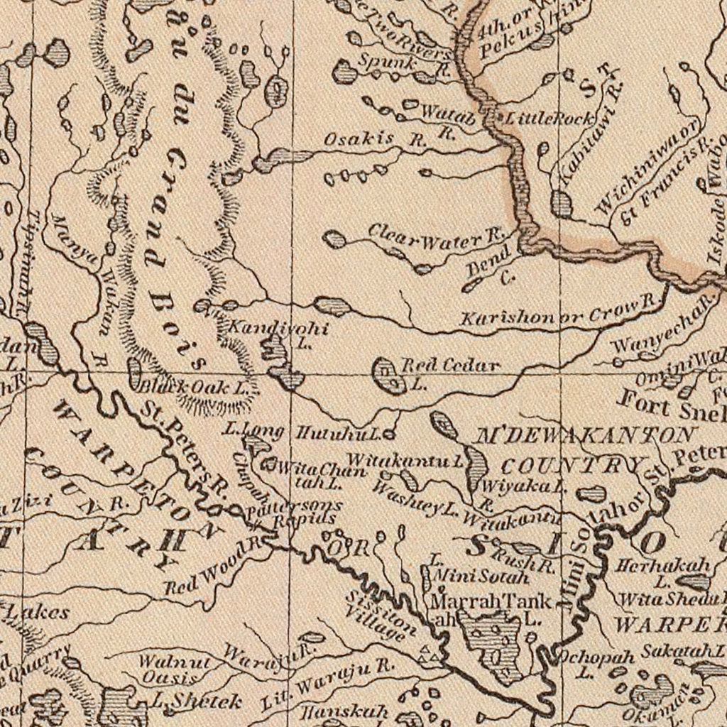 Vintage Map of Iowa & Wisconsin 1842