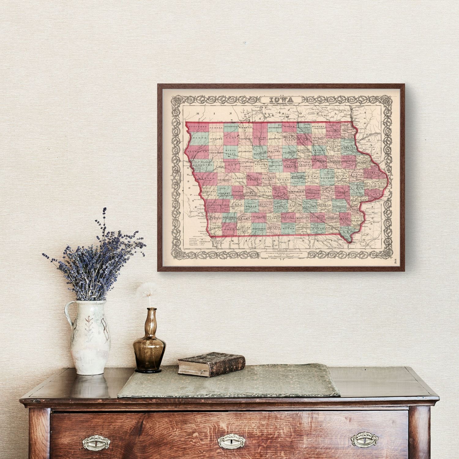 Vintage Map of Iowa 1861