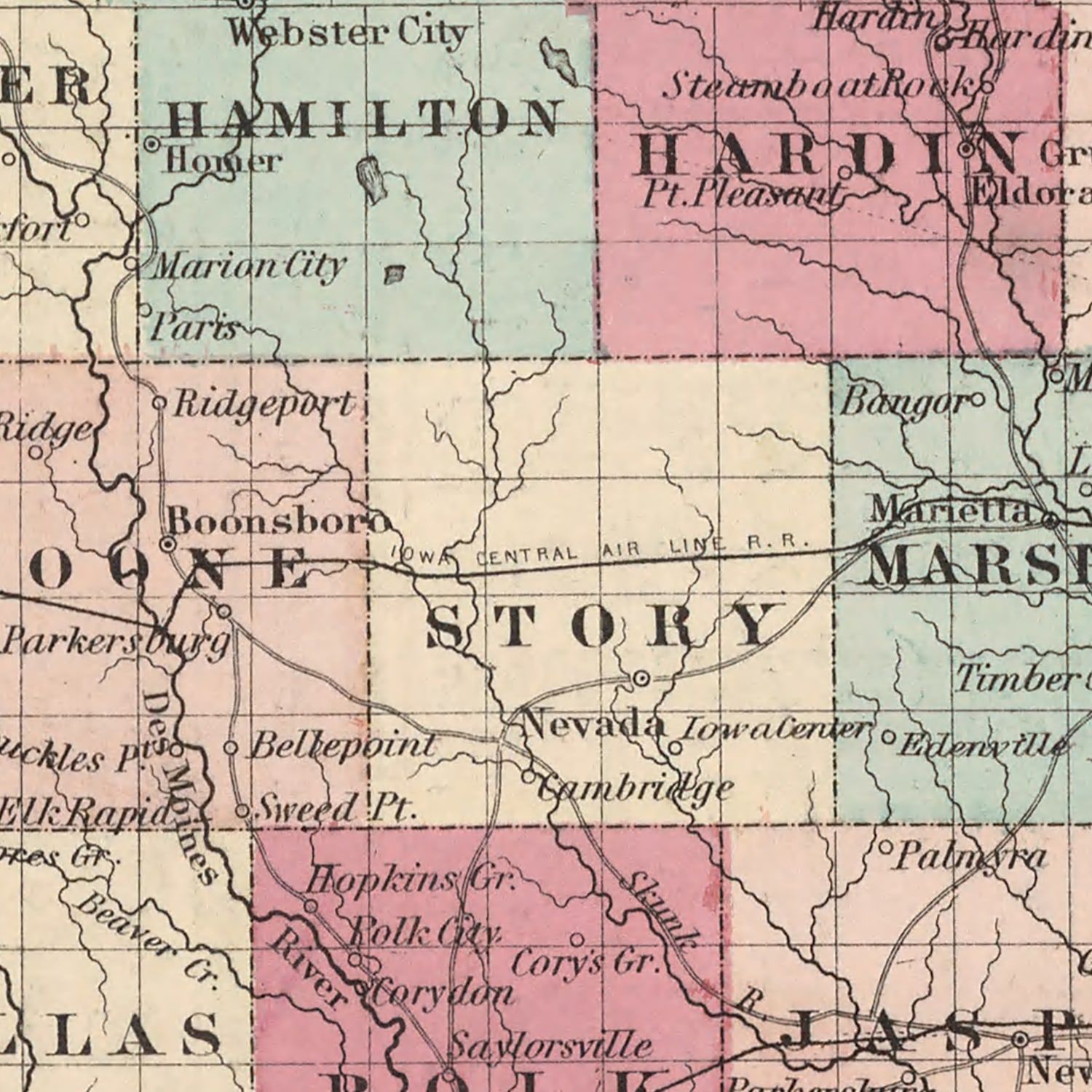 Vintage Map of Iowa 1861