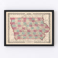 Vintage Map of Iowa 1861