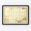 Vintage Map of Scott County, Iowa 1860
