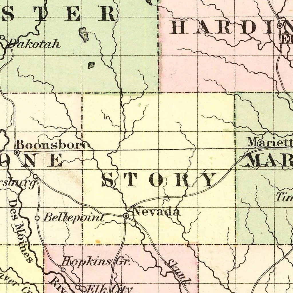 Vintage Map of Iowa 1856
