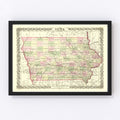 Vintage Map of Iowa 1856