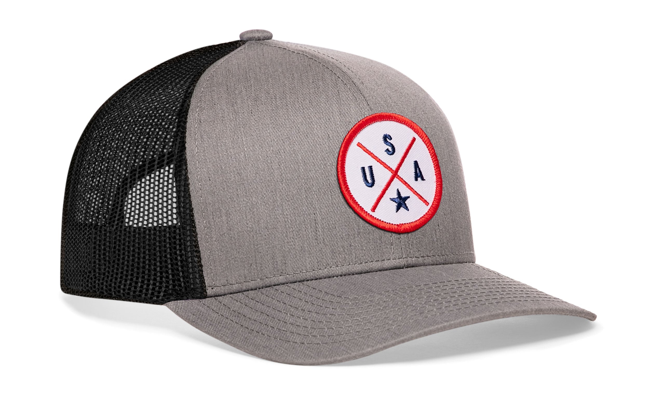 USA Trucker Hat  |  Gray-Black America Snapback